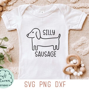 Dwaze worst svg, worst hond svg, baby rompertjes svg, grappige baby rompertjes, hond minnaar svg, daschund svg, svg voor slabbetjes, baby dier svg, dxf