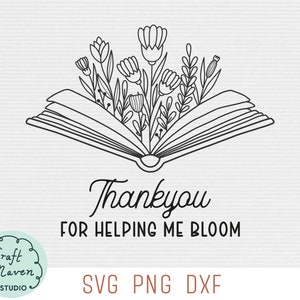 Professor obrigado SVG, Bloom SVG, Obrigado por me ajudar a crescer SVG, Livro de flores silvestres svg, Flores silvestres png, flores silvestres svg, svg para professores