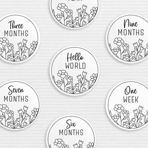 Floral rondes Svg, signe de bienvenue bébé SVG, Bonjour tout le monde SVG, SVG d'étape importante du mois, étape importante de rondes Svg, Svg faire-part de naissance, bonjour bébé