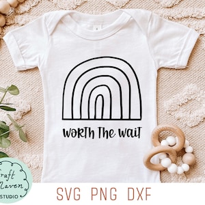 Vale la pena esperar SVG, bebé arcoíris SVG, monos de bebé SVG, mameluco de bebé arcoíris SVG, bebé niña SVG, bebé niño SVG, archivo dxf de bebé, archivos de corte, png