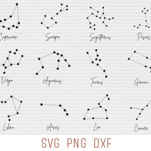 Astrologie SVG, Sternzeichen Konstellation SVG-bundle, Horoskop SVG Cricut, Sternzeichen PNG Clipart, Space svg, Taurus Capricorn Libra svg