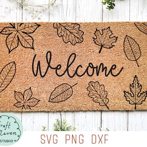 Fall doormat svg, autumn welcome mat svg, door mat svg, hello pumpkin svg, Autumn leaves svg, fall decor svg, fall porch sign svg, png, dxf