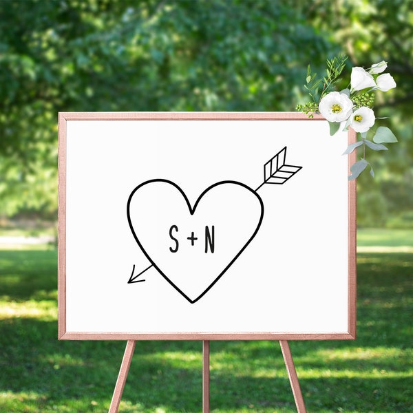 Wedding sign svg, Graffiti style heart svg, Wedding Initials SVG, Heart initial SVG, SVG for couples, Valentine's day svg sign, png file