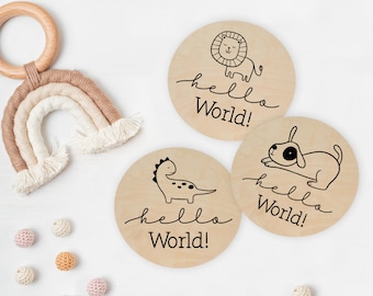 Animal Hello World SVG Bundle, Baby Announcement (Digital Files)