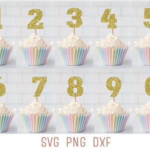 Geburtstag Zahlen Cake Topper SVG Bundle, 0-9 Zahlen svg, Cake Topper Bundle svg, Cupcake Topper Bundle svg, 2. Geburtstag svg, 10. Geburtstag svg