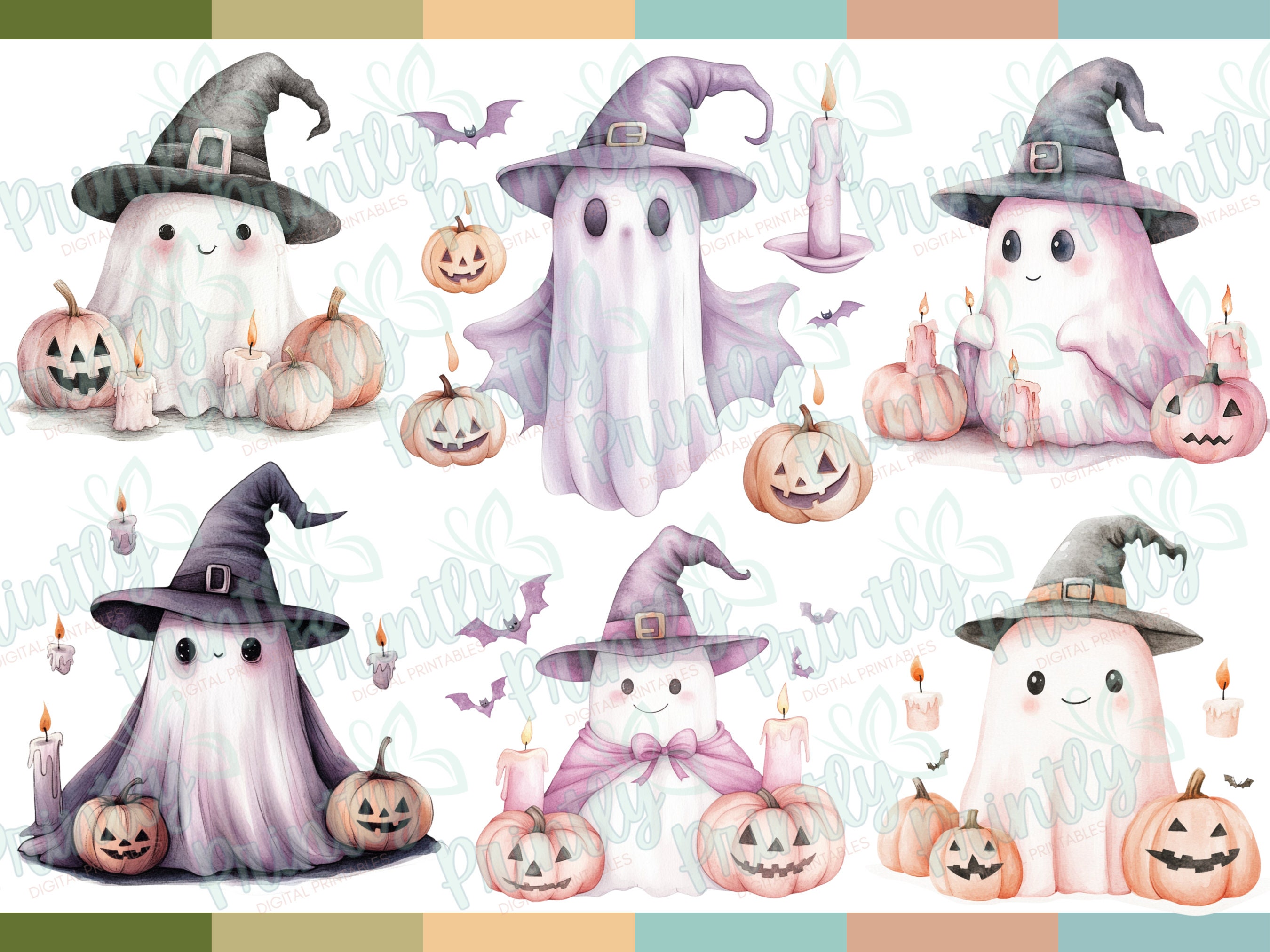 Cute Halloween Ghost Clipart Png Ghost Watercolor Clipart Halloween ...