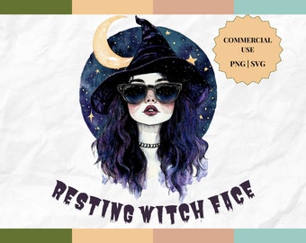 Halloween häxa clipart png svg akvarell halloween goth clipart png sublimering t-shirt design häxa png gotisk clipart lila häxa