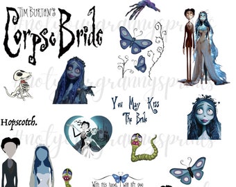 Corpse Bride High Resolution png Printed on waterslide paper