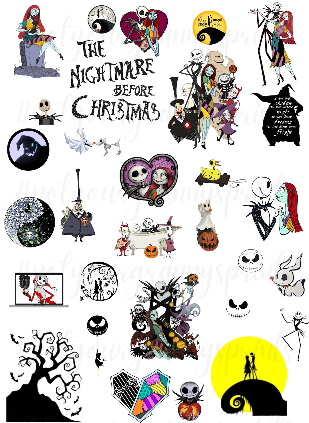 Nightmare Before Christmas High Resolution Png Printed on Waterslide ...