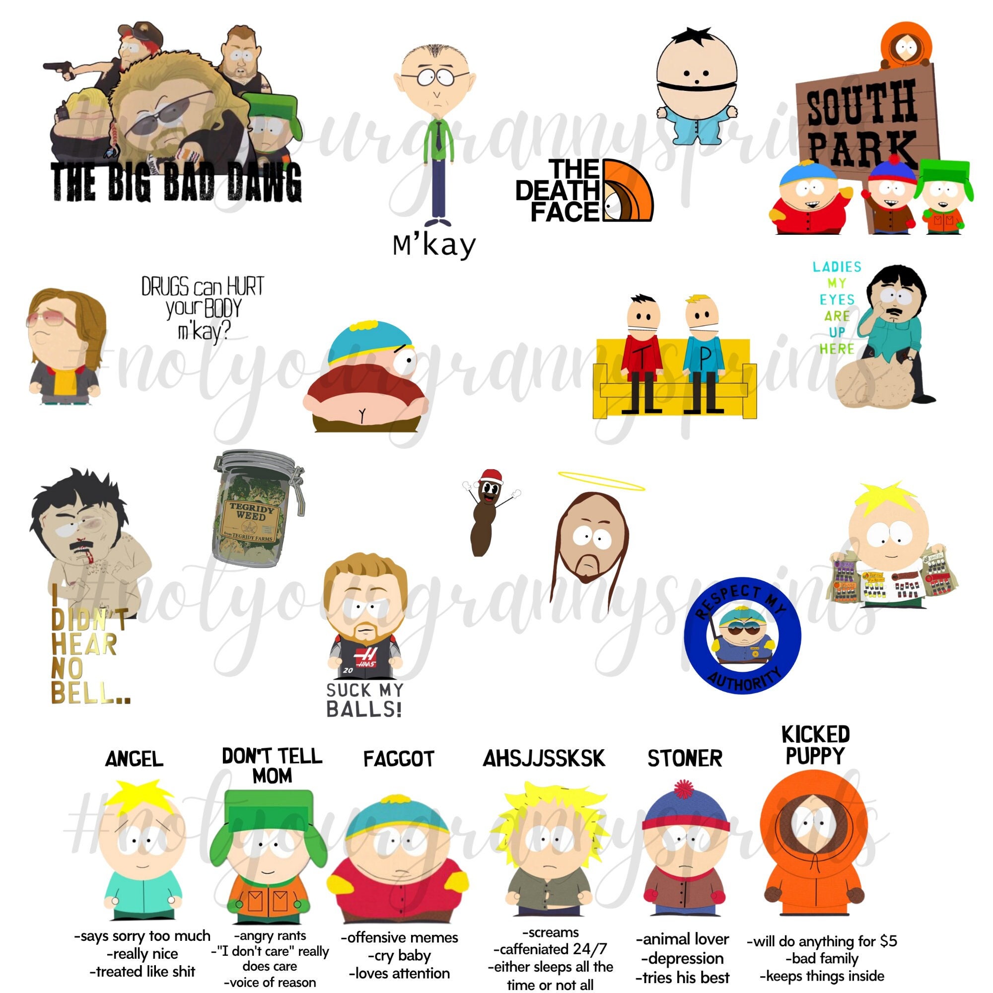 South Park Stickers- 5 Pcs – Milx Designs