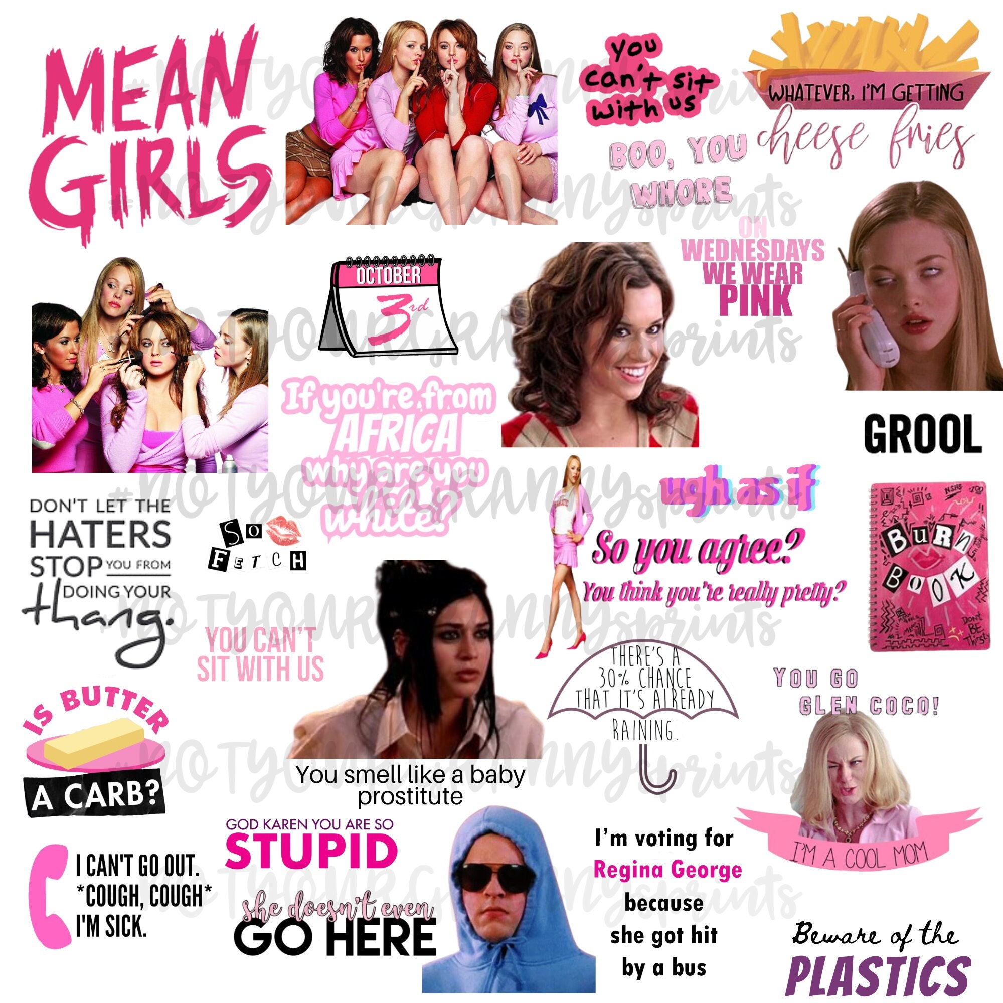 Mean Girls Quotes Sticker for Sale by rachaelthegreat