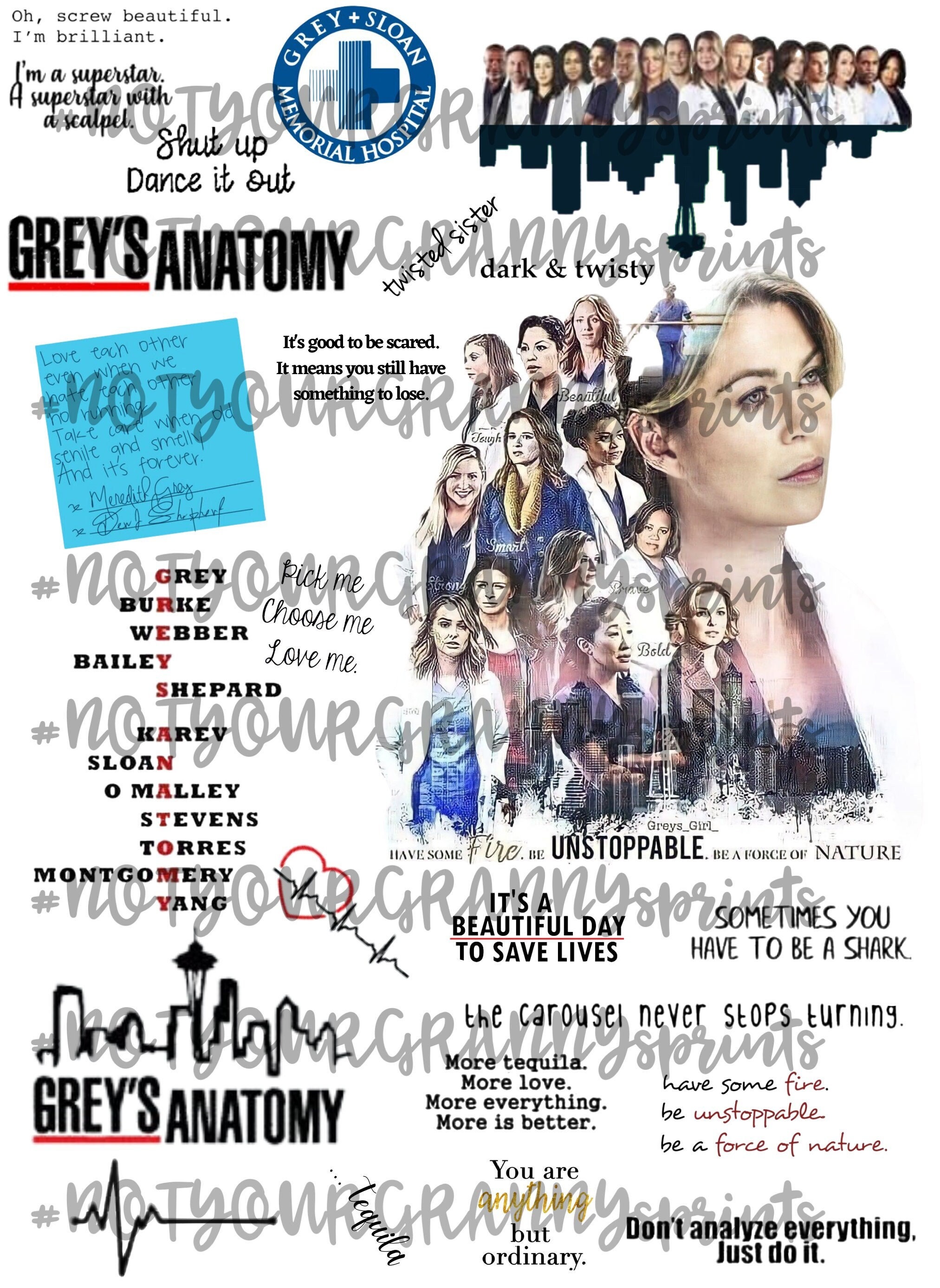 Greys Anatomy PNG Digital Download for Tumblers - Etsy