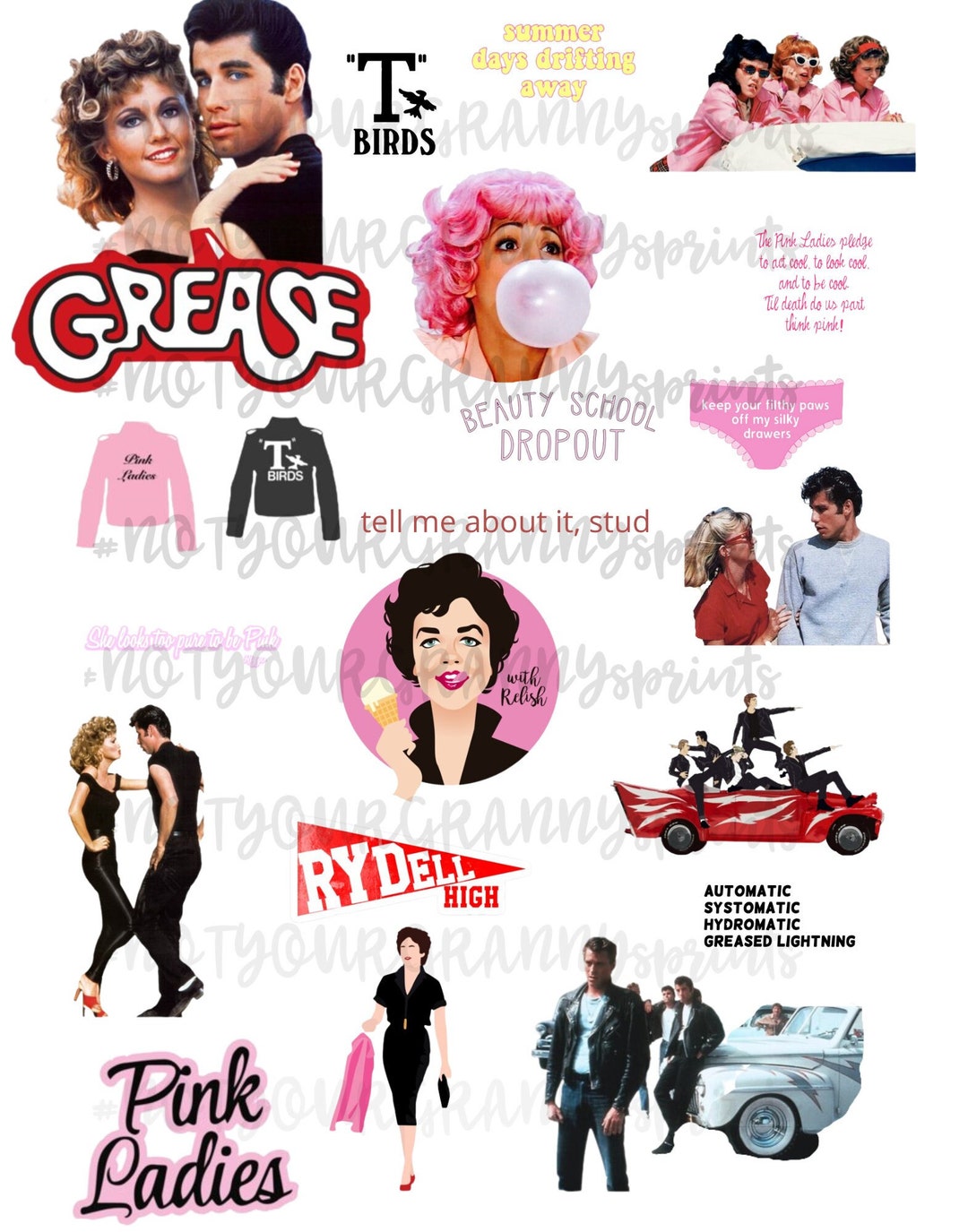 Grease High Resolution Png Printed On Waterslide Paper Etsy