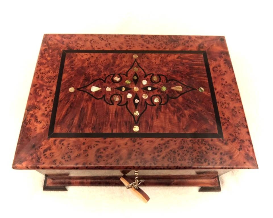 Large Wooden Jewelry Box Cedar Wood Box With Two Levels of Etsy