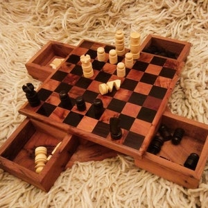 Moroccan backgammon and chess game, handmade chess - backgammon board games, lemon cedar wood games, chess games.