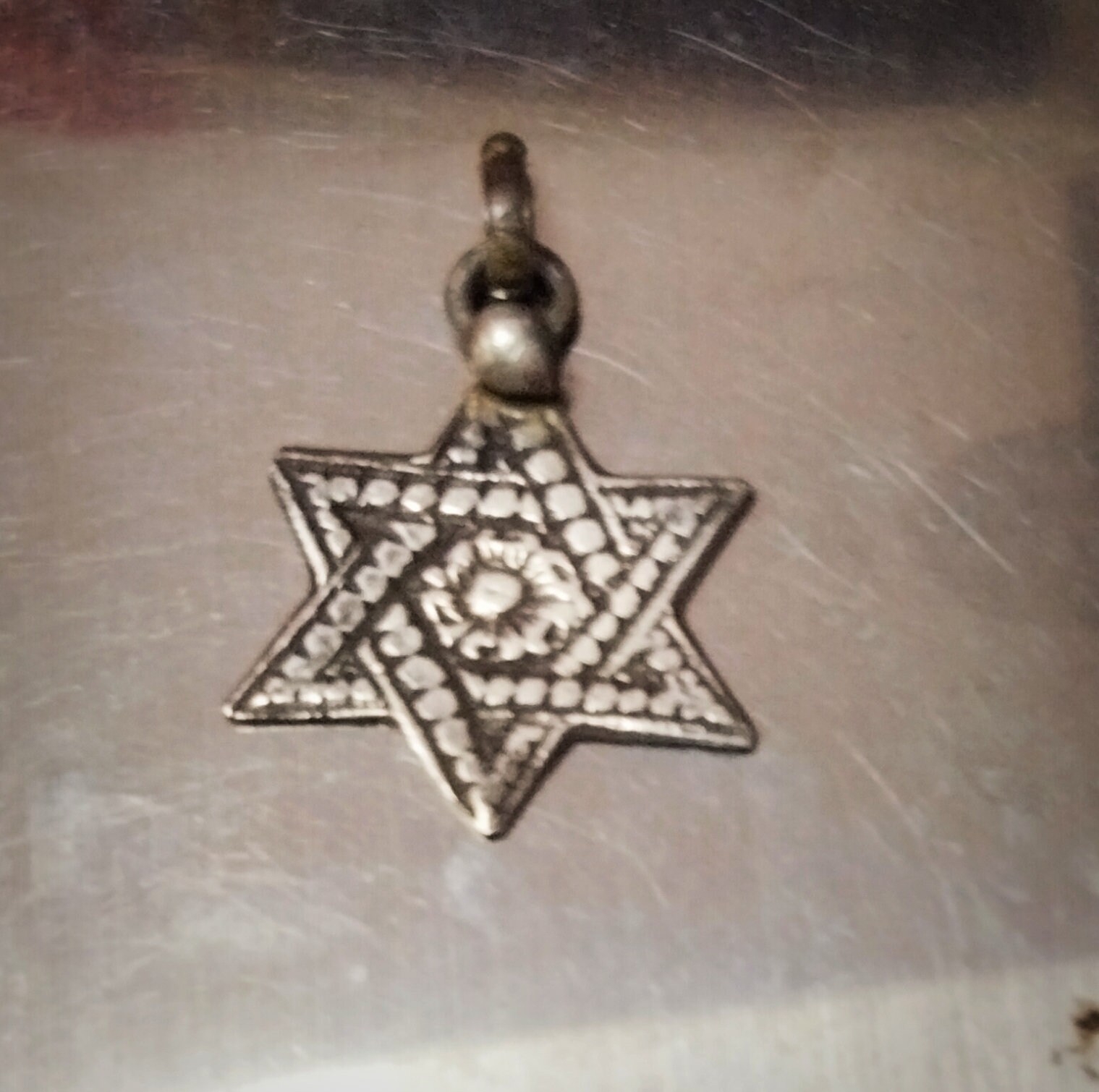YIQPKUM Antieke Verzilverde Davidster Sleutelhanger - Keltisch Patroon, Voor Vrouwen, Tassen En Portemonnees, Zilver, Ca. 3,8 Cm