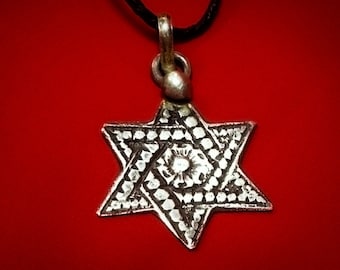 Star of David - Vintage Jewish amulet, Antique Star of David, Jewish jewelry, Berber jewelry, protection pendant, Jewish silver amulet.
