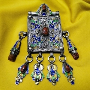 Kabyle - Large Old Algerian Talisman, Greater Kabyle Region / Kabyle Jewelry / Berber / Tribal / Sterling Silver / Kabyle Jewelry.