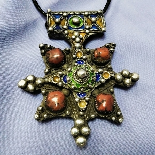 High quality sterling silver old southern cross called Boghdad, southern Morocco jewelry, Moroccan Boghdad, Amazigh jewelry, amulet