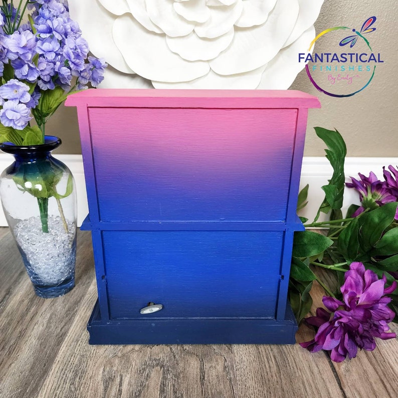 Pink and Blue Ombre Jewelry Box Music Box Hand Painted Etsy