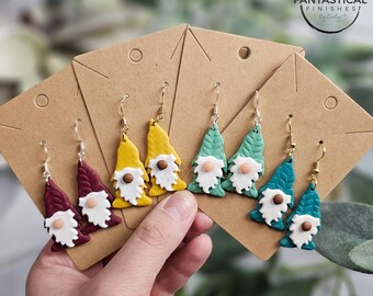 Knit Gnome Dangle Earrings | Holiday Polymer Clay Jewelry