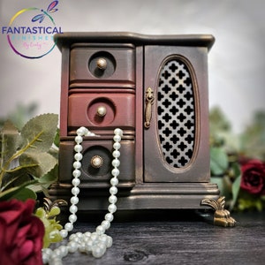 Gothic Jewelry Box | Vampire Box | Haunted Box | Decoupaged Box | Refinished | Custom Jewelry Box | Hand Painted | Upcycled | Gift for Her