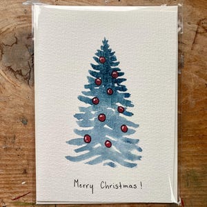 Carte de Noël peinte à la main - Sapin de Noël