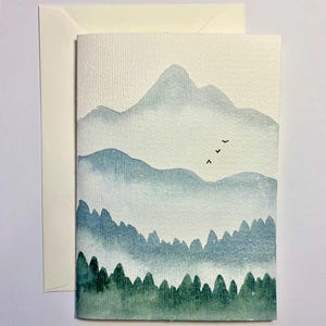 Cartão pintado à mão - Montanhas da Costa Oeste