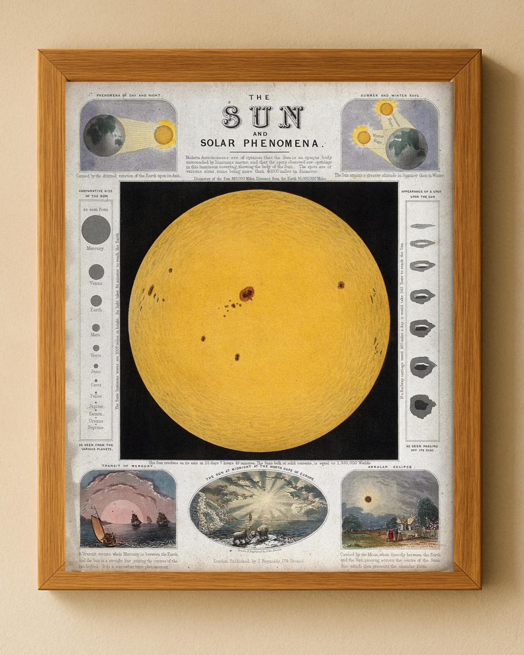 Vintage Solar System Chart - Antique Sun and Solar Phenomena Print ...