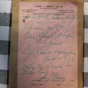 Authentic HEROIN Prescription 1939 Paper Bar Decor Apothecary Pharmacy Form Narcotic