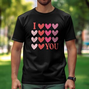 I Love You Hearts T-Shirt, Romantic Tee, Valentine&#39;s Day Gift, Couples Matching Shirt, Love Graphic Unisex, Love Shirt