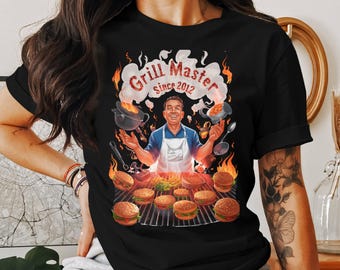 Grill Master T-Shirt, Since 2012 BBQ Shirt, Foodie Gift Tee, Grilling T-Shirt, Summer BBQ Apparel, Funny Grill Shirt, Father&#39;s Day Shirt