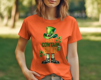 Camiseta amante de la cerveza del Día de San Patricio - Camiseta gráfica divertida que puede contener cerveza, camisa de trébol unisex