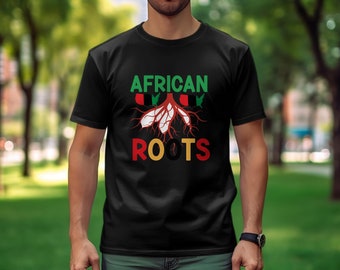 African Roots Shirt, Red Green Black Pan-African Colors, Unisex Adult Tee, Cultural Heritage Casual Wear, Unique Afrocentric Design