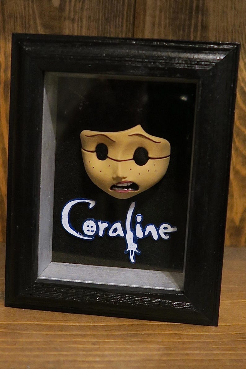Coraline Doll Puppet Display Face Prop Replica – Hand Sculpted/Painted Shadow Box Collectible image 6