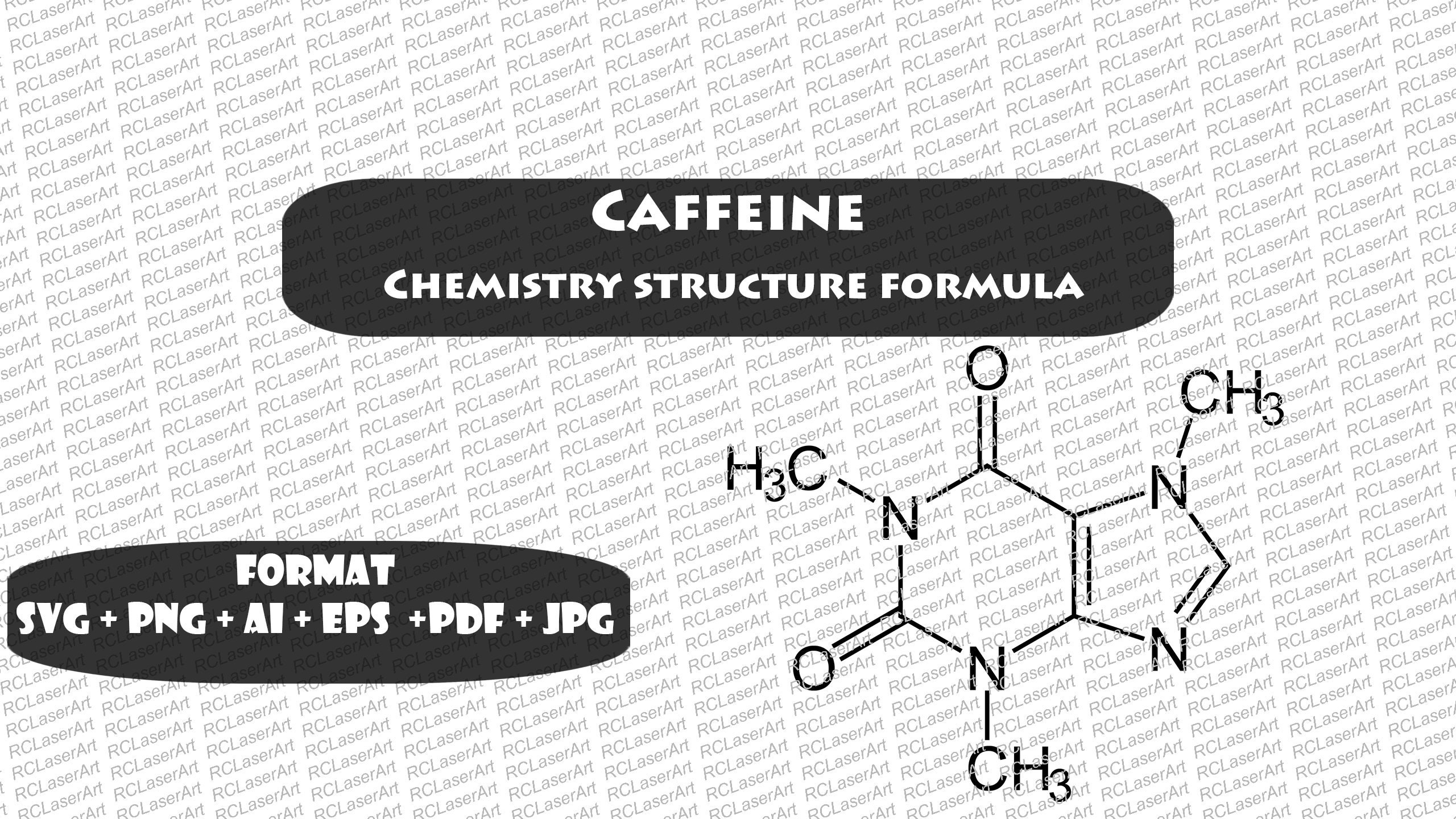 Caffeine Molecule SVG File| Chemical Formula | Lasers | Vector File ...