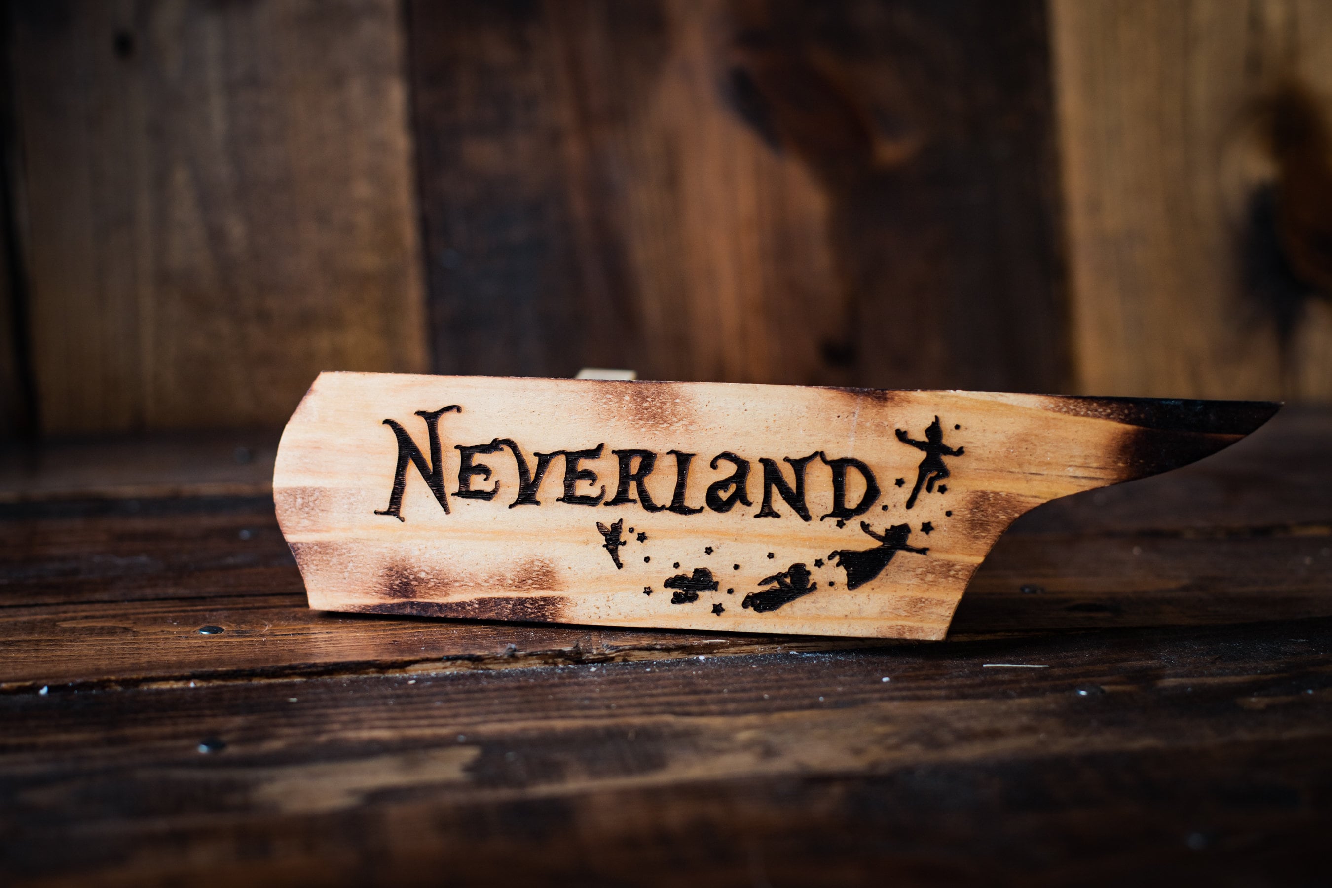 Neverland Laser Engraved Cedar Sign 