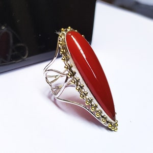 Natural Carnelian Ring, Sterling silver ring, Handmade Jewelry, Ethical gemstone, Horizontal stone, birthday gift, Anniversary gift