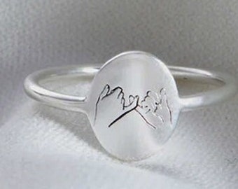 Personalised Pinky Promise Couples Rings, Pinky Swear Couple Ring, Engraved Ring, Long Distance, Wedding Rings, Hidden Message Ring, BF Ring