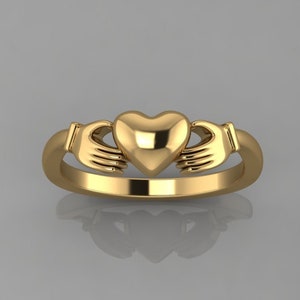 14K Gold Claddagh Ring: Sterling Silver Irish Love & Loyalty
