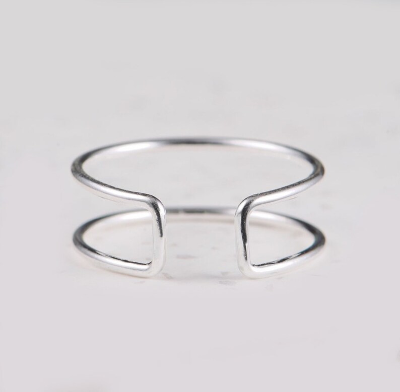 Double Band Ring, 925 Sterling Silver Ring, Two Band Ring, Dainty Stackable Band,Ring For Women,Many Band Color,Delicate ring, Gifts For Her image 1