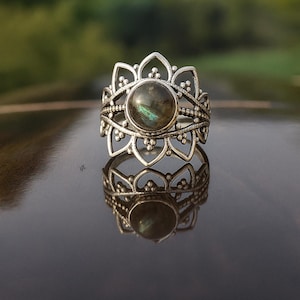 Genuine Labradorite Ring-Labradorite Silver Ring-Labradorite Ring-Labradorite Statement Ring-Labradorite Boho Ring-Gemstone Ring-Gift Ring