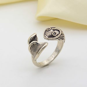 925 Sterling Silver Fish Ring, Adjustable Animal Ring, Unique Handmade Boho Ring, Vintage Style Silver Ring, Gift for Her, Unisex Jewelry