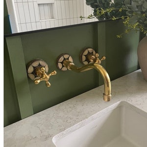 Unlaquered Brass Faucet Resin Bones Conception | Vintage Wall Mounted Vanity  Bathroom Sink Faucet