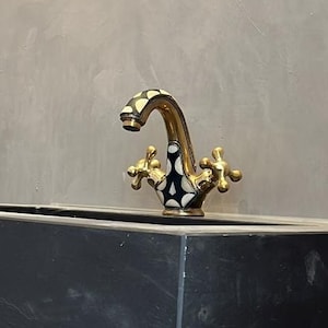 Bathroom Vanity Faucet With Single Sink | Antique Bathroom Vanity | Brass & Resin Bathroom Sink Faucet