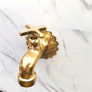Antique Brass Bathroom Faucet: Unlacquered Moroccan Garden Tap