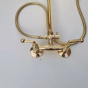 Handmade Unlacquered Brass Shower System: Handheld & Rainfall Shower Head