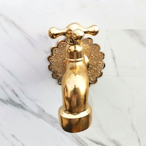 Unlacquered Brass Bathroom Vanity Faucet: Moroccan Garden Sink Tap