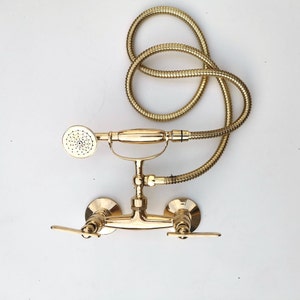 Sistema de chuveiro de latão sem laca: chuveiro de mão com telefone para montagem em parede