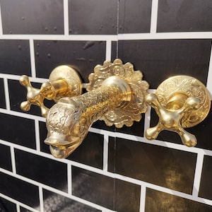 Wall Mount Bathroom Brass Fish Faucet | Bathroom Sink Faucet With Traditional Handles Fish Mount